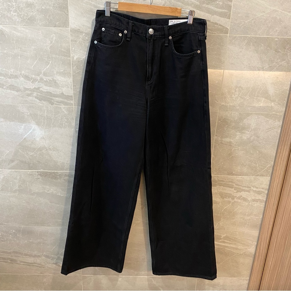 Rag & Bone Black Sofia Wide Leg Jeans
